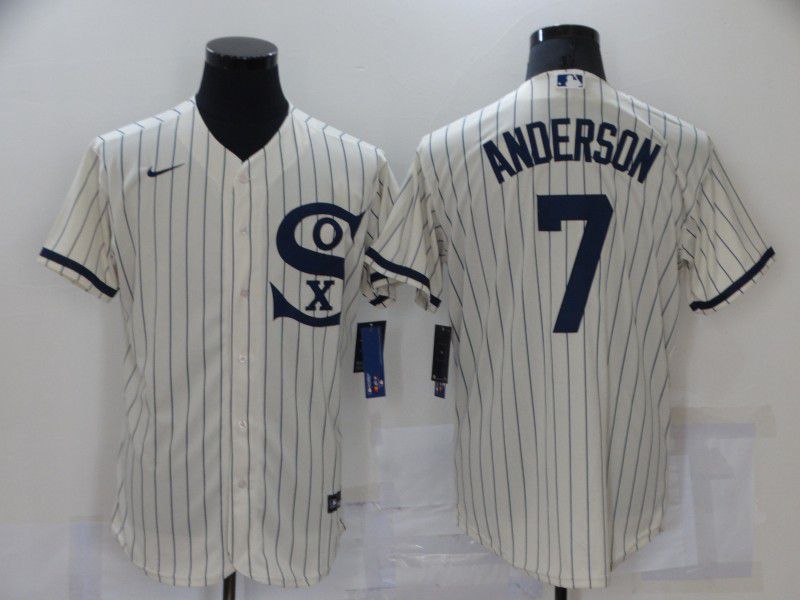 Men Chicago White Sox #7 Anderson Cream stripe Dream version Elite Nike 2021 MLB Jersey